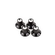 Fender - Black/Silver Skirted (1 - 10) Push - On Amplifier Knobs - Black (4) - La Boîte Musicale - Mounting Hardware - Fender -