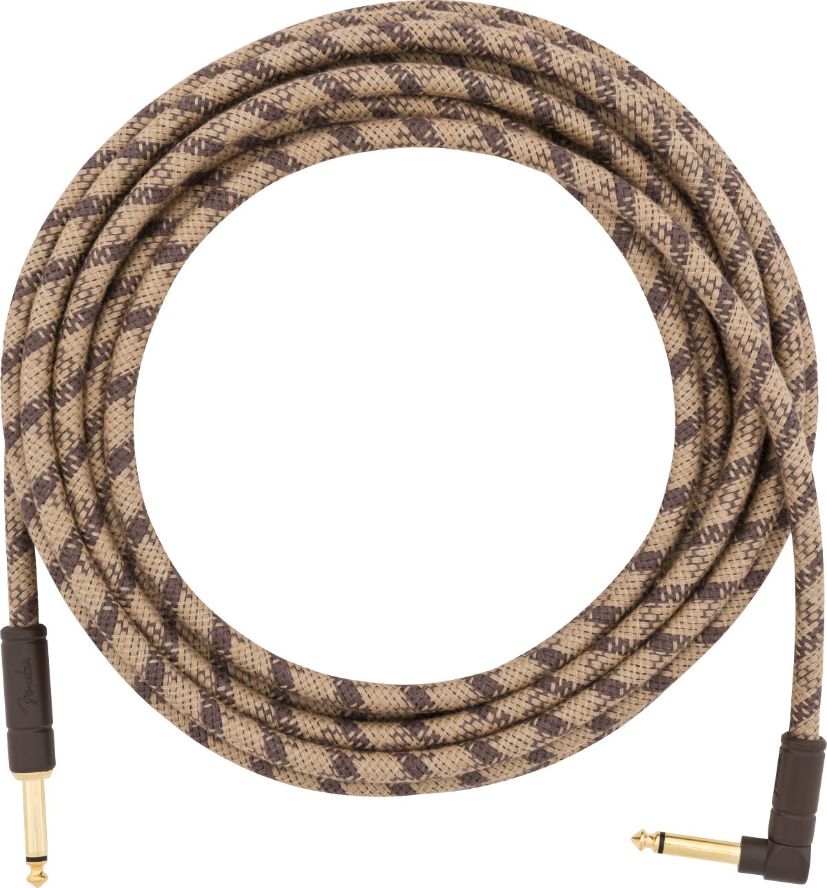 Fender - Festival Instrument Cable - Straight/Angle - 18.6' - Pure Hemp - Brown Stripe - La Boîte Musicale - La Boîte Musicale -
