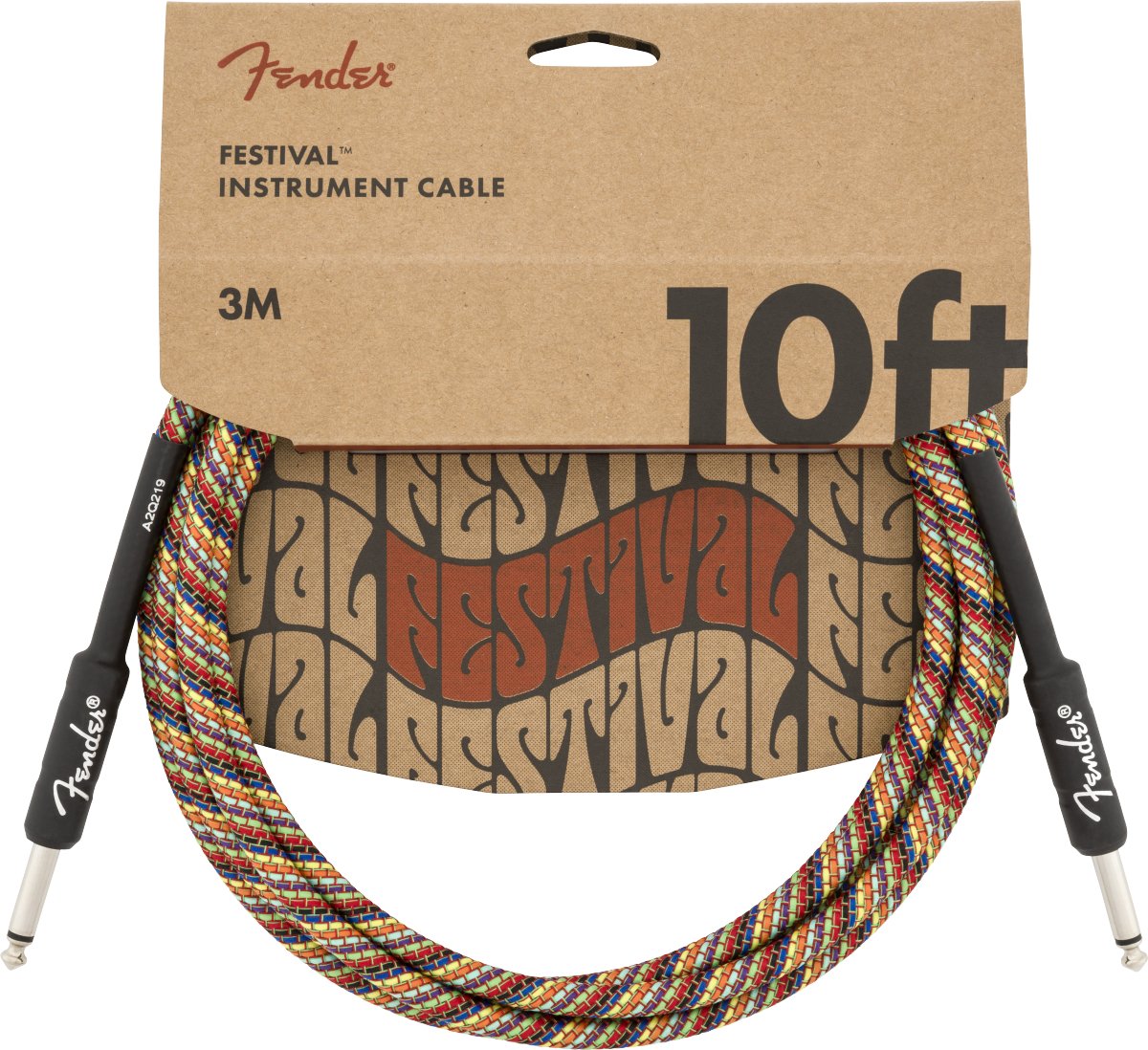 Fender - Festival Instrument Cable - Straight/Straight - 10' - Pure Hemp - Rainbow - La Boîte Musicale - La Boîte Musicale -