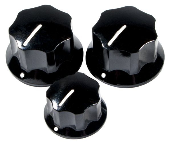 Fender - Jazz Bass knobs black pure vintage 60's - La Boîte Musicale - Bass Knobs - Fender -