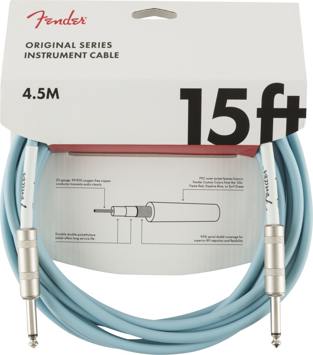 Fender - Original Series Instrument Cable - 15' - Daphne Blue - La Boîte Musicale - La Boîte Musicale -