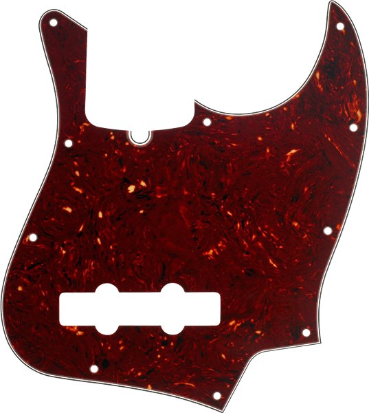 Fender - Pickguard - Jazz Bass® - 10 - Hole Mount (with Truss Rod Notch) - Tortoise Shell - 4 - Ply - La Boîte Musicale - La Boîte Musicale -
