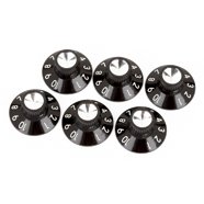 Fender - Pure Vintage Black/Silver Skirted Amplifier Knobs - (6) - La Boîte Musicale - Mounting Hardware - Fender -