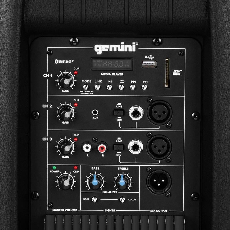 Gemini - 2000 Watt 15” Active Multi - led Bluetooth Loudspeaker With Stand - La Boîte Musicale - Gemini -