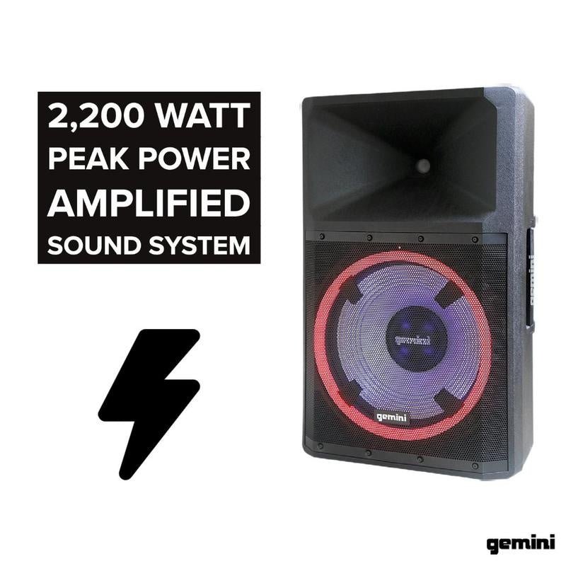 Gemini - High Power Bluetooth Party Speaker With Party Lights - Microphone - And Speaker Stand - La Boîte Musicale - Gemini -