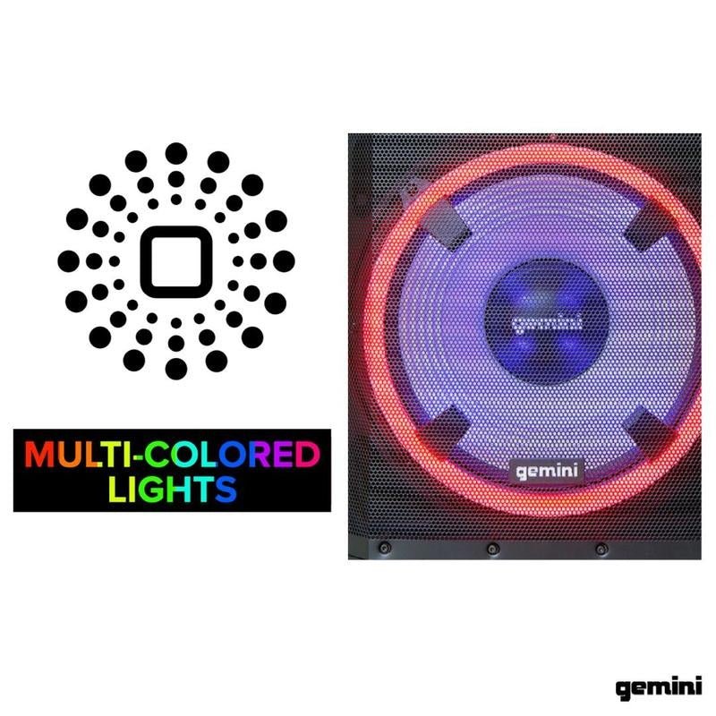 Gemini - High Power Bluetooth Party Speaker With Party Lights - Microphone - And Speaker Stand - La Boîte Musicale - Gemini -
