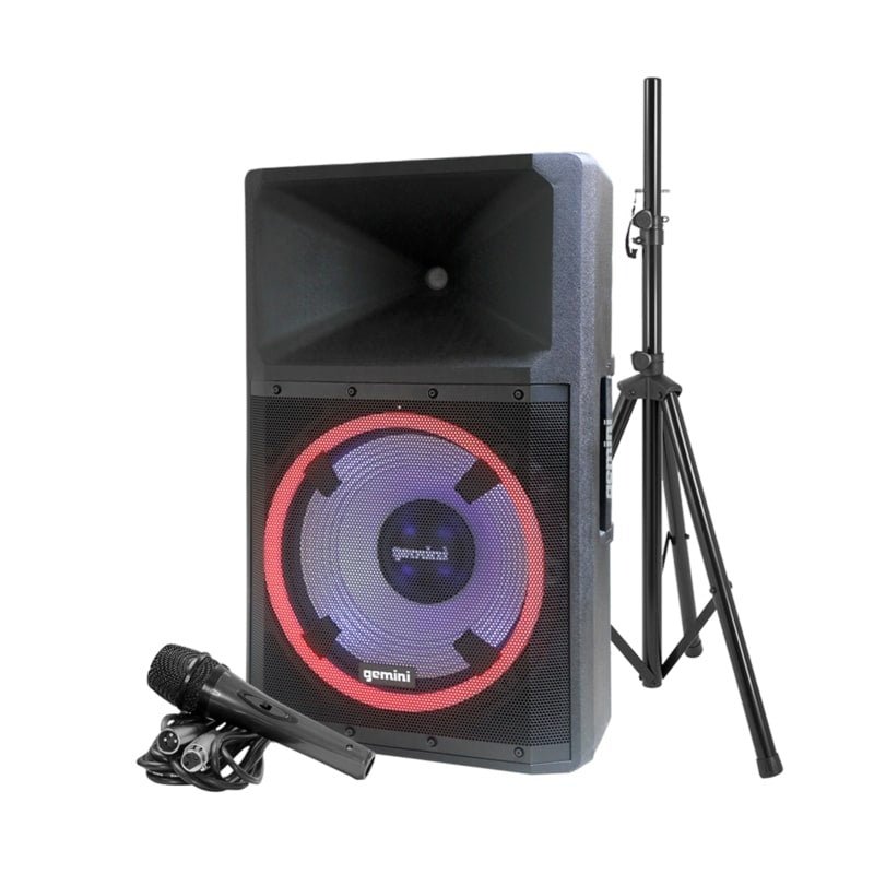 Gemini - High Power Bluetooth Party Speaker With Party Lights - Microphone - And Speaker Stand - La Boîte Musicale - Gemini -