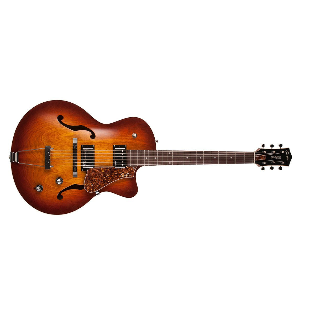 Godin - 5e Avenue CW Kingpin II HB Burst Cognac - La Boîte Musicale - Electric Guitars - Godin -