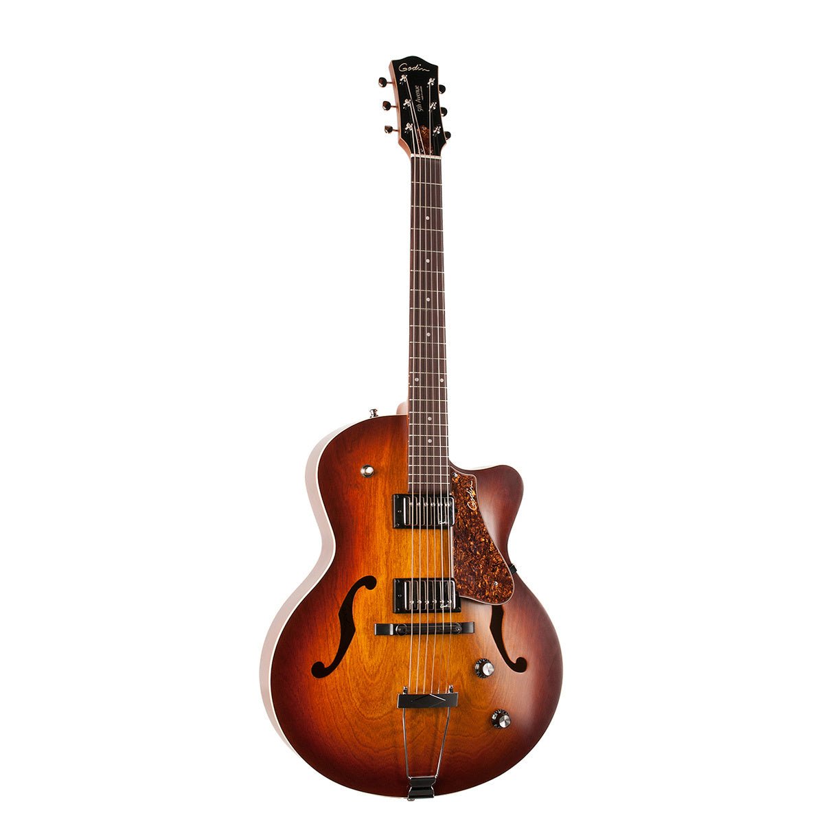 Godin - 5e Avenue CW Kingpin II HB Burst Cognac - La Boîte Musicale - Electric Guitars - Godin -