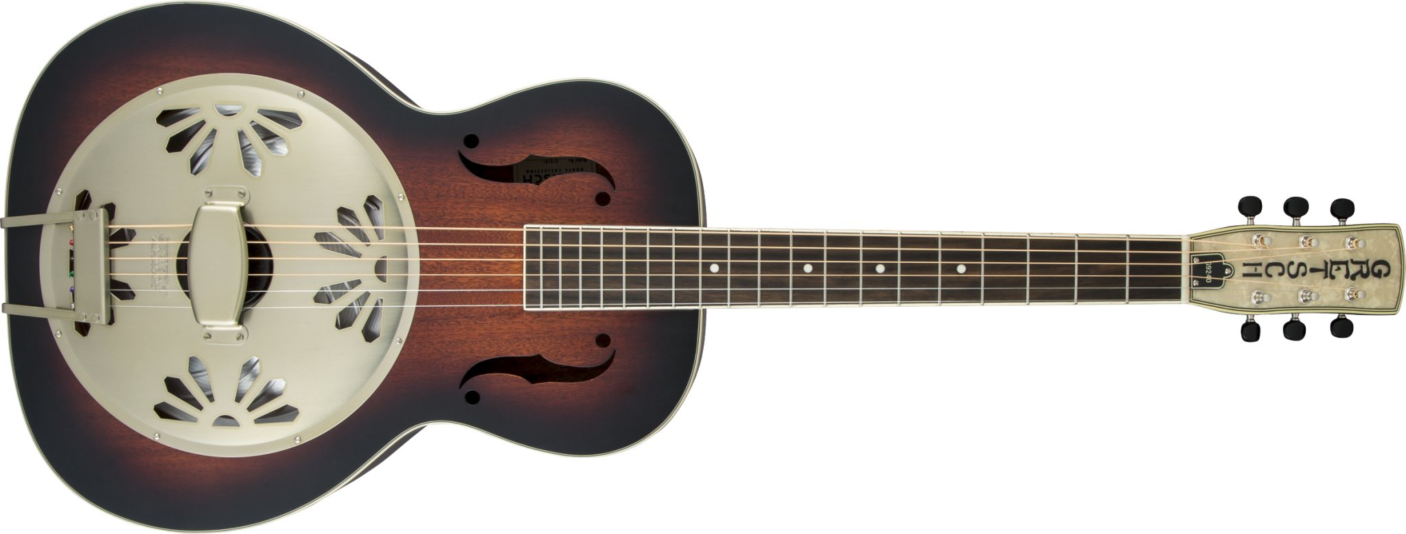 Gretsch - G9240 Alligator™ Round - Neck, Mahogany Body Biscuit Cone Resonator Guitar, 2 - Color Sunburst - La Boîte Musicale - Resonator Guitars - Gretsch -