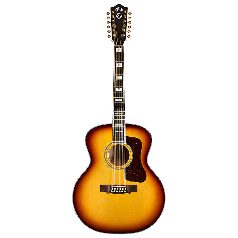 Guild USA F-512E Maple ATB - 12-String Jumbo Acoustic Electric Guitar - Antique Burst Nitro