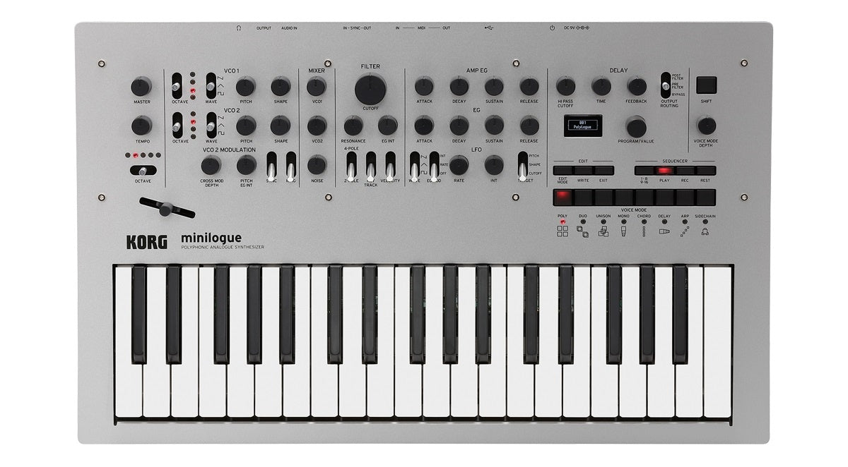 Korg - 4 - voice Analog Synthesizer with 2 Oscillators per Voice - Switchable 2 - /4 - pole Lowpass Filter - La Boîte Musicale - Synthesizers - Korg -