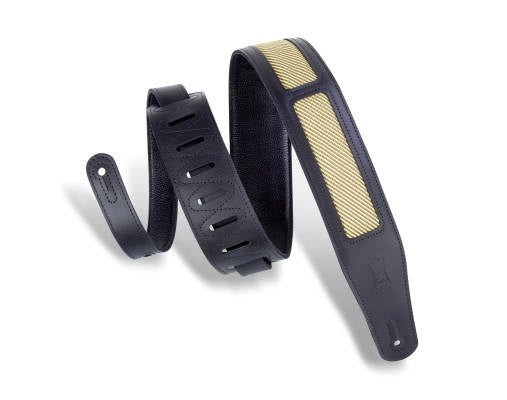 Levy's - Deluxe Series 2 1/2'' Black Chrome - Tan Leather Guitar Strap - La Boîte Musicale - Levy's -