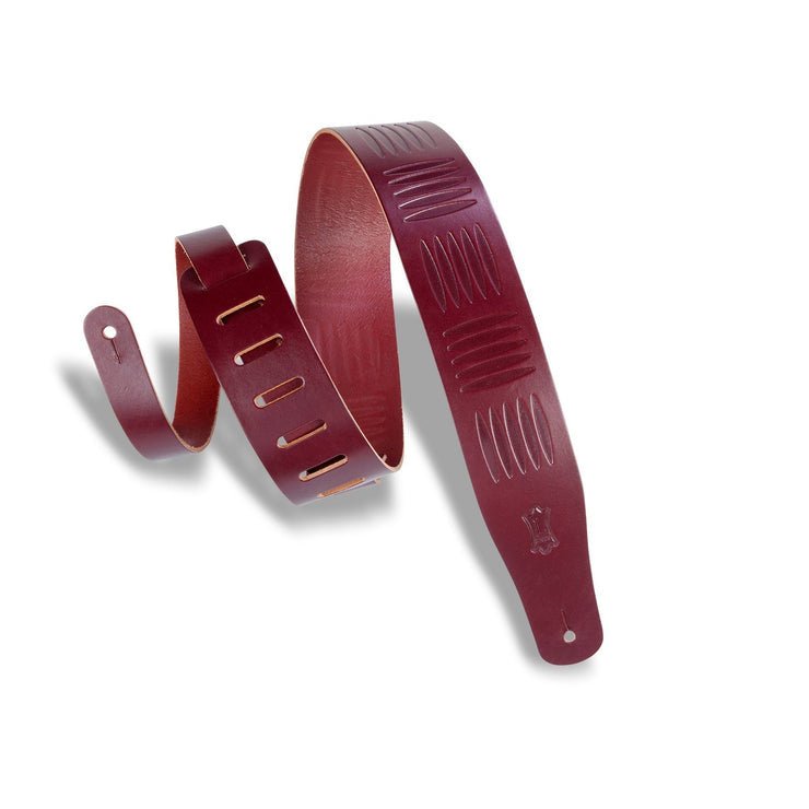 Levy's - Veg - tan Leather Guitar Strap - Burgundy - La Boîte Musicale - Levy's -