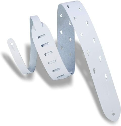 Levy's - White Tan Leather Guitar Strap With Bolt Punch - Out - La Boîte Musicale - Levy's -