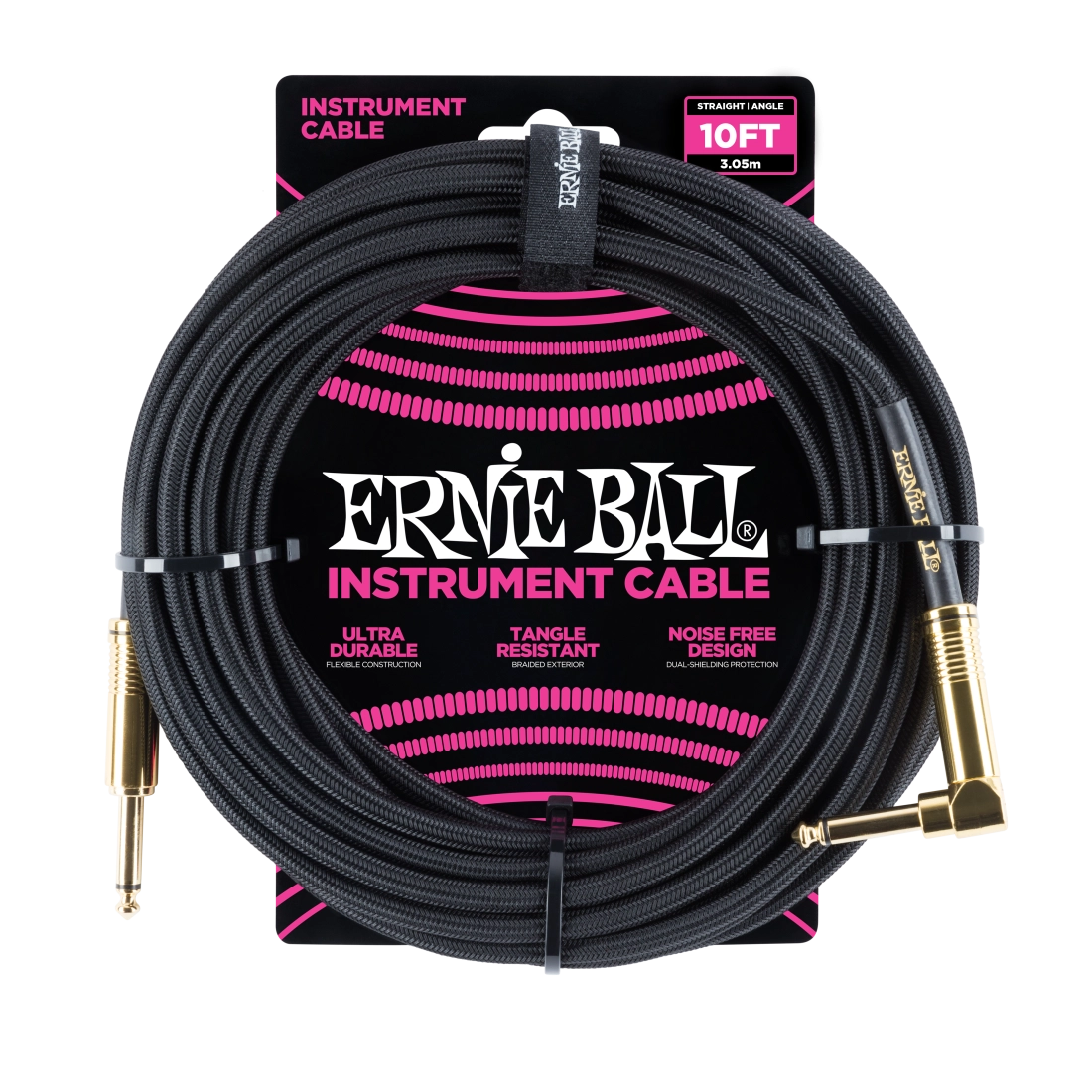 10' Straight/Angle Braided Cable - Black