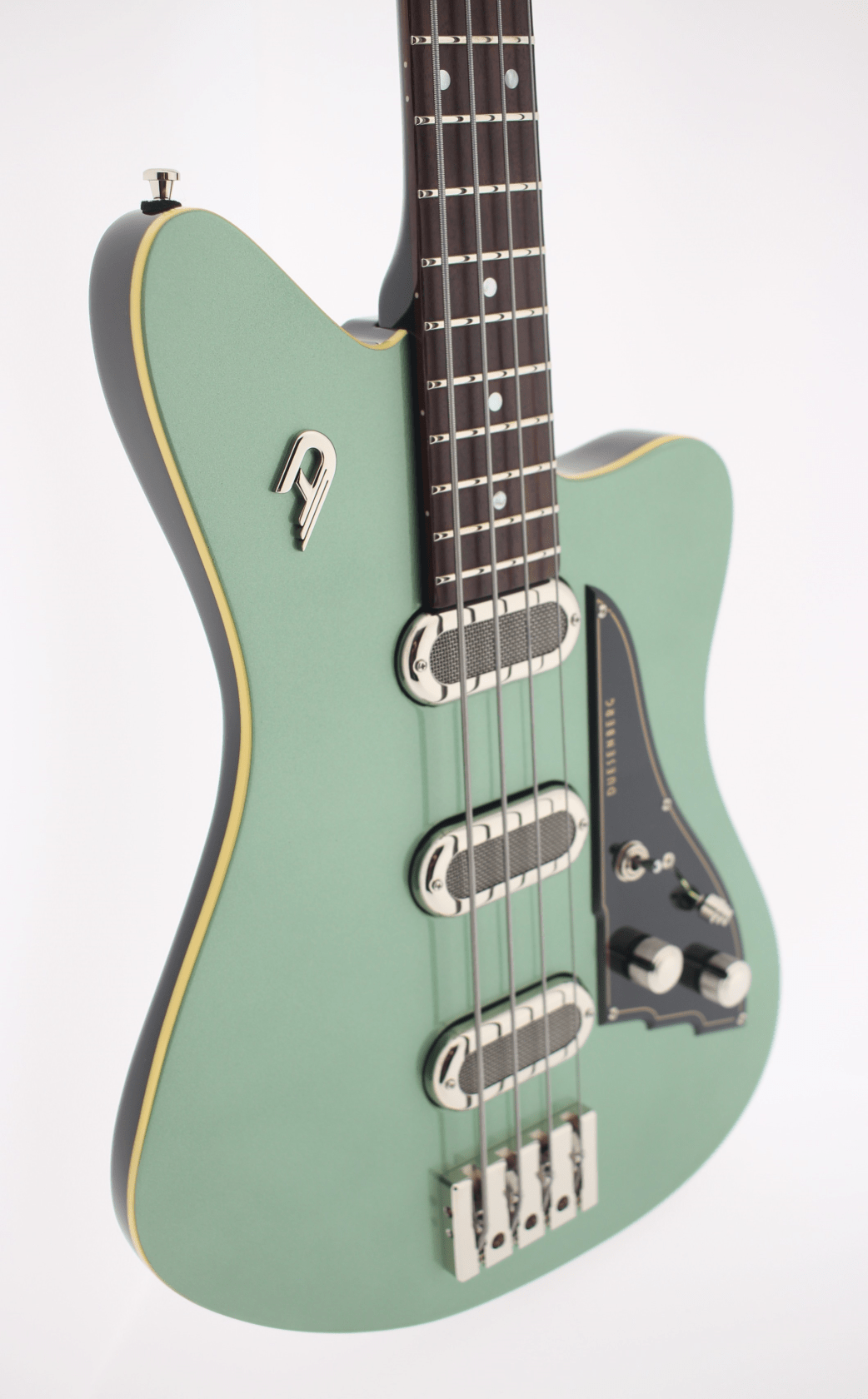 Duesenberg Triton Long-Scale Bass - Catalina Harbor Green – angled body view