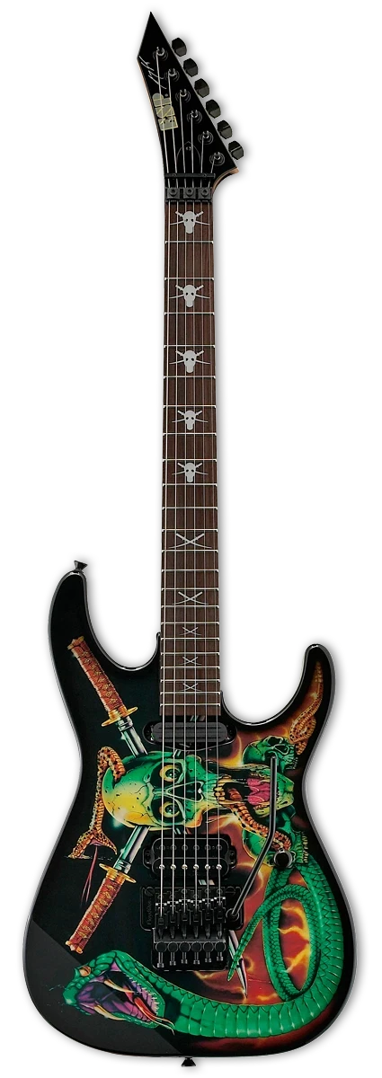 ESP Georges Lynch, Black with Skulls and Snakes Graphic