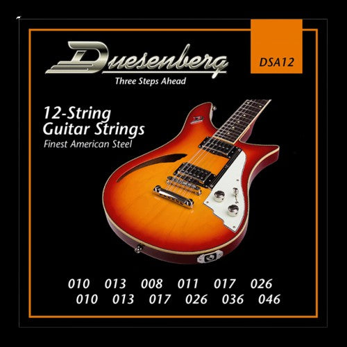 Duesenberg DSA12 12-String Electric Guitar Strings, .010–.046 – string-set packaging with gauge information