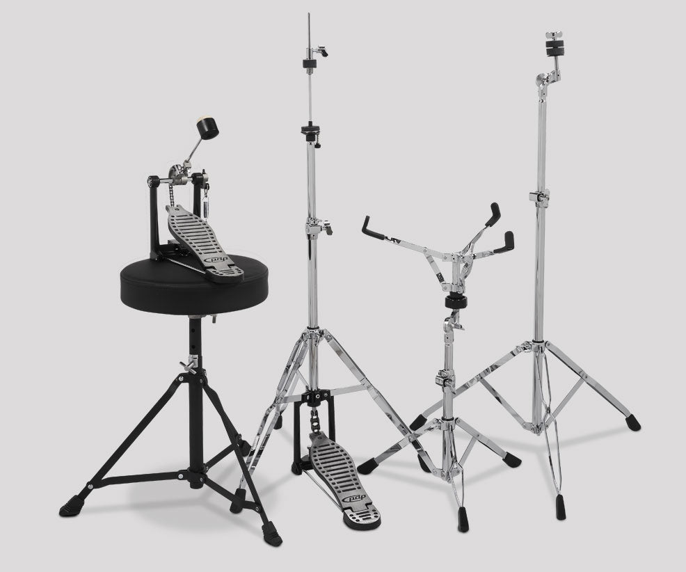 PDP - Center Stage 5 - piece Complete Drum Set with Cymbals & Throne - Diamond White Sparkle - La Boîte Musicale - Acoustic Drum - PDP -