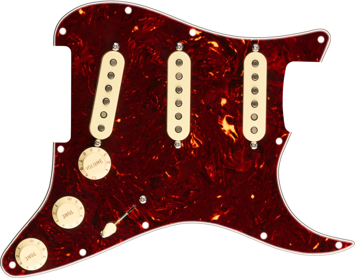 Pre - Wired Strat Pickguard - Original '57/'62 SSS - Tortoise Shell 11 Hole PG - La Boîte Musicale - Fender -