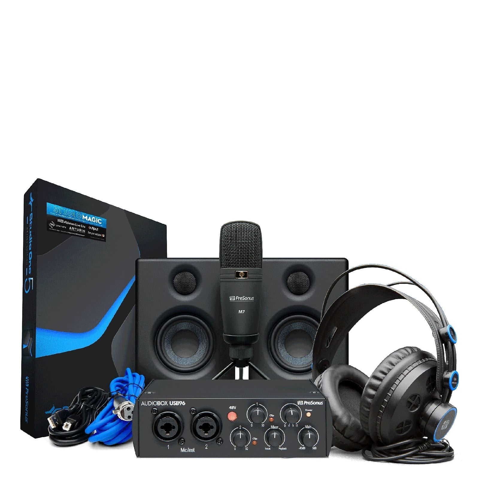 PreSonus® AudioBox® USB® 96K Studio Ultimate Bundle - 25th Anniversary Edition - Black - 100 - 120V - La Boîte Musicale - Interfaces - Presonus -