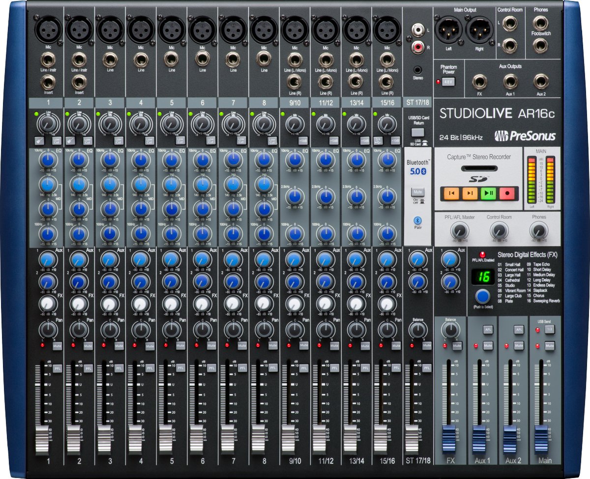 PreSonus® StudioLive® AR16c Analog Mixer - Blue - La Boîte Musicale - Mixers - Presonus -