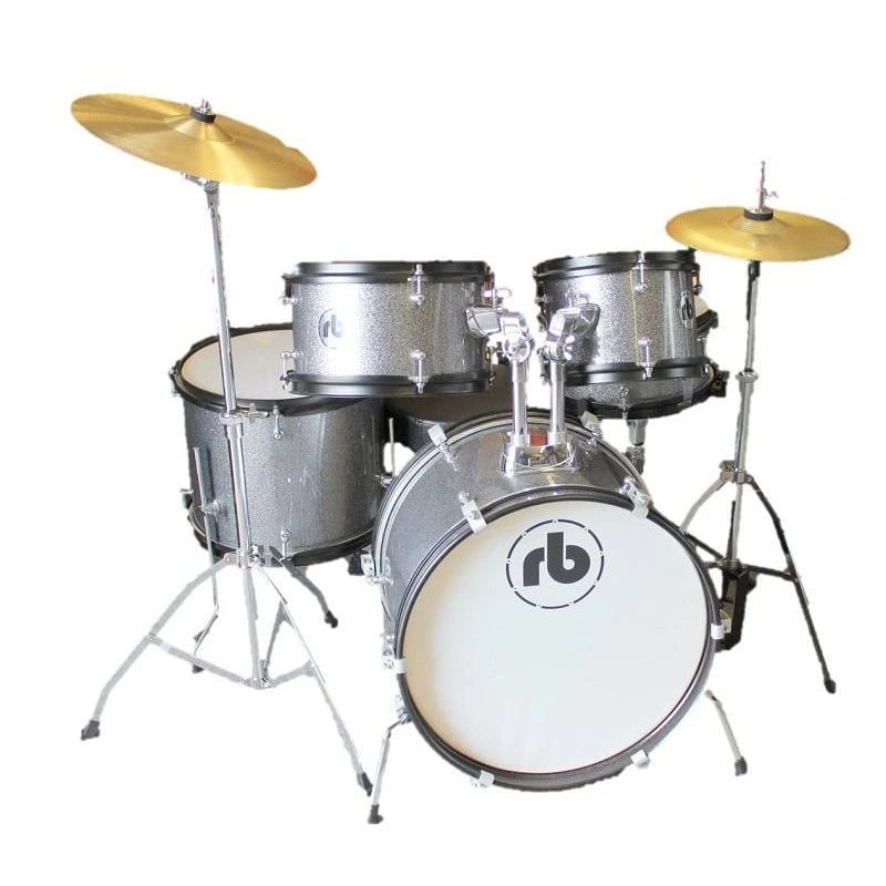 RB Percussion & Accessories Junior 5 - Piece Drum Kit With Throne - Sparkle Grey - La Boîte Musicale - La Boîte Musicale -