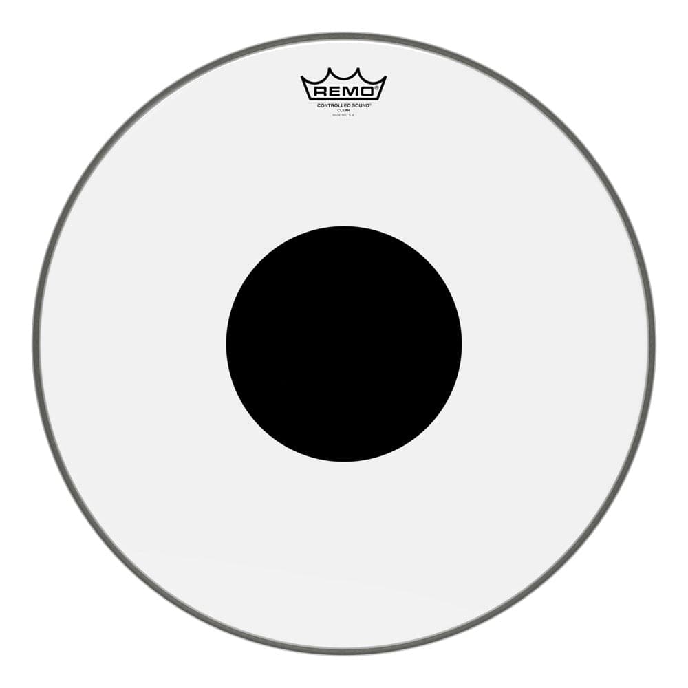 Remo Special Order, Batter, CONTROLLED SOUND, Clear, 18" , BLACK DOT On Top — CS-0318-10