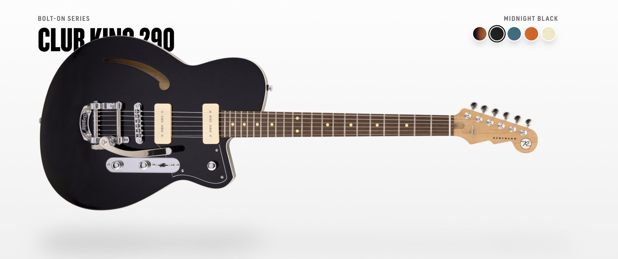 Reverend - Club King 290 - Midnight Black - RW - La Boîte Musicale - Electric Guitars - Reverend -