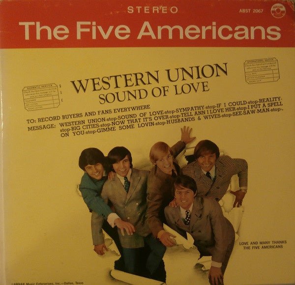 The Five Americans - Western Union Sound Of Love - La Boîte Musicale - Vinyl Records - Vinyl Records -