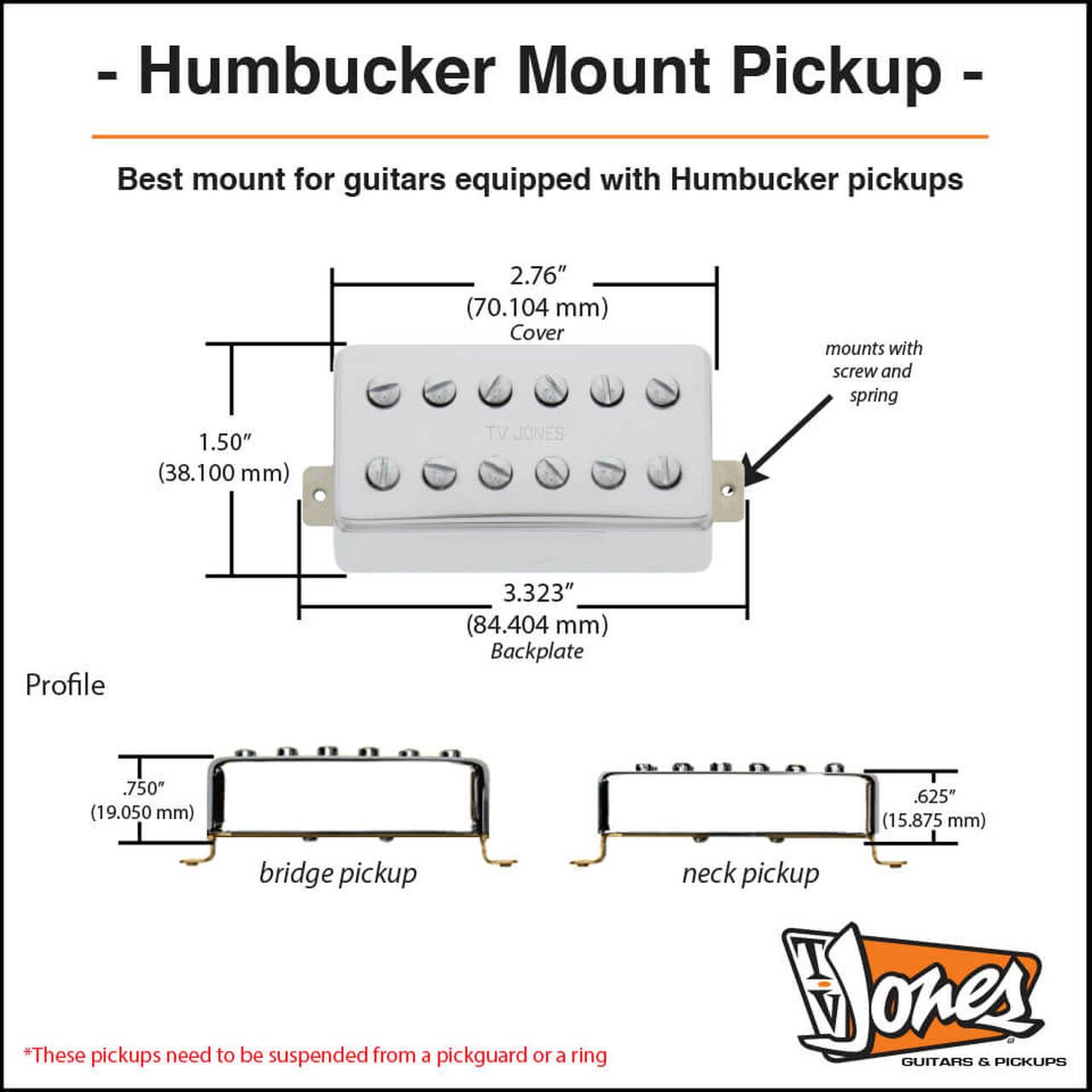 TV Jones Classic Humbucker Neck pickup chrome - La Boîte Musicale - Humbucker Pickups - La Boîte Musicale -