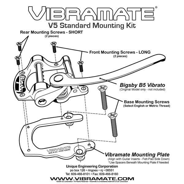 Vibramate - Bigsby Vibrato Adaptor Kit V5 - La Boîte Musicale - Guitar Bridges - Vibramate -