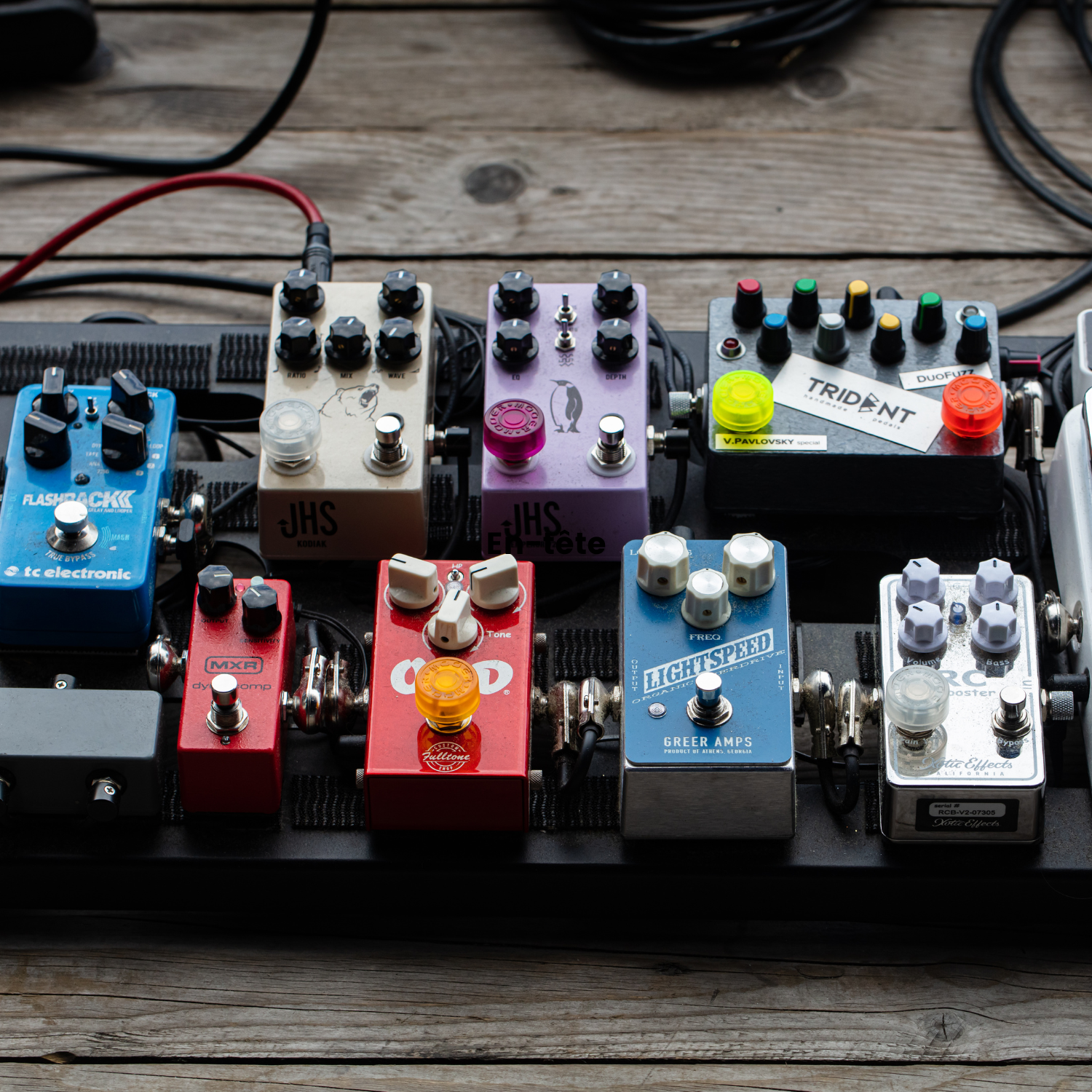 Effect Pedals for guitar or bass, pedalboard, lightspeed greer amps and jhs pedals