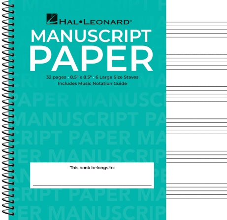 Hal Leonard - Wide Staff Wirebound Manuscript Paper (Aqua Cover)