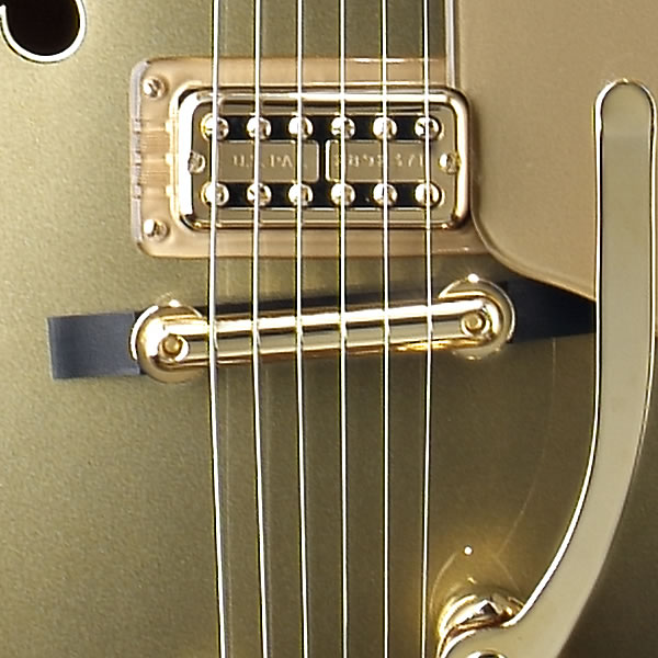 Gretsch Bridge Assembly, "Rocking" Bar, Gold with Ebony base
