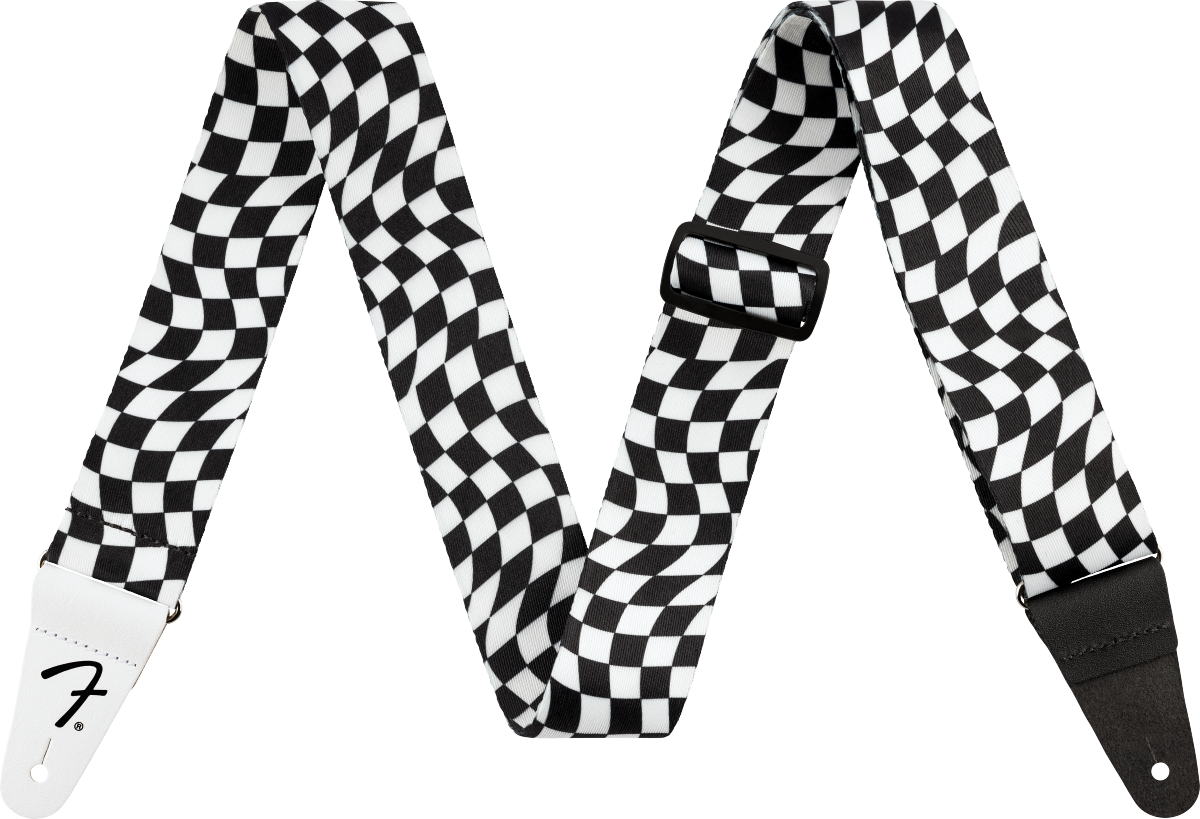 Fender - Wavy Checkerboard Polyester Strap, Black/White