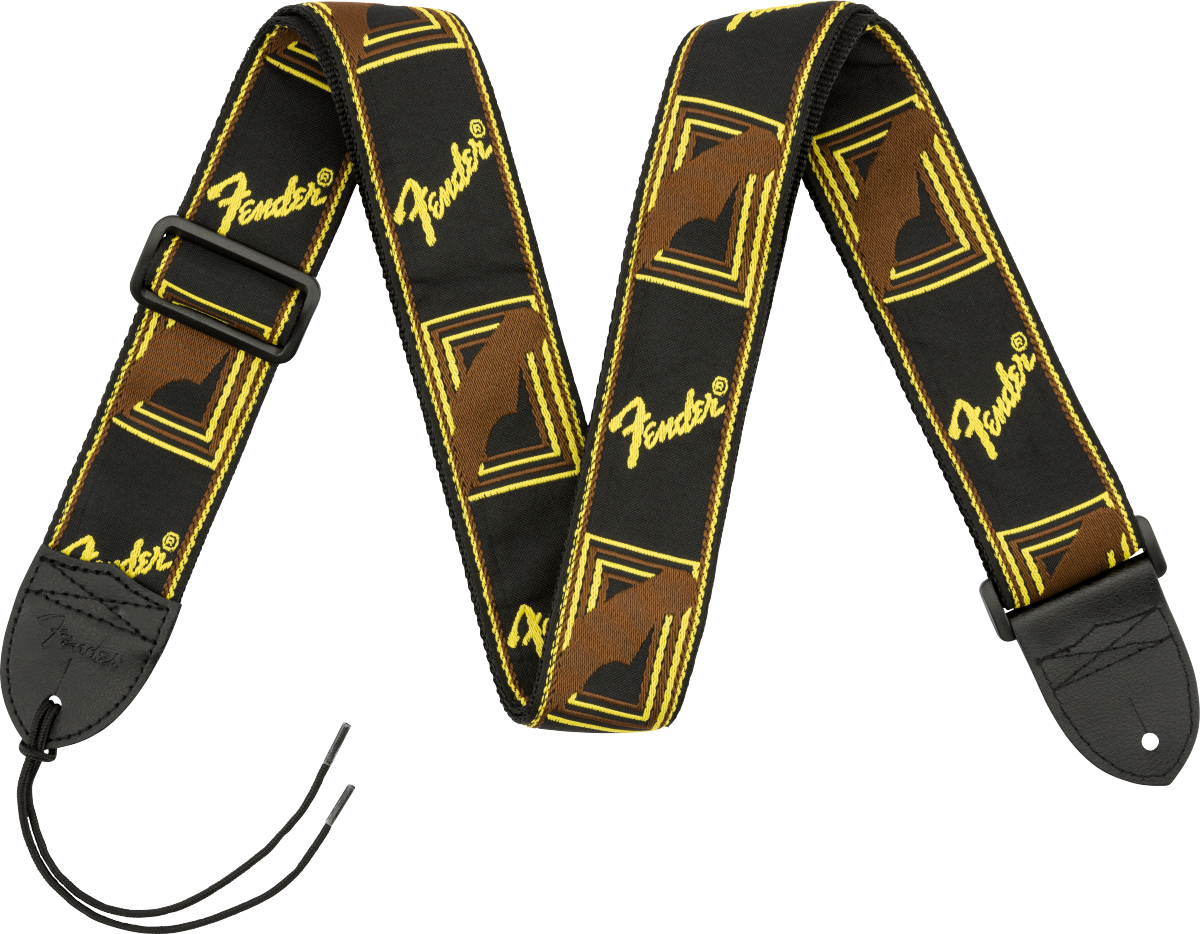 Fender - Monogrammed Strap, Black/Yellow/Brown, 2"