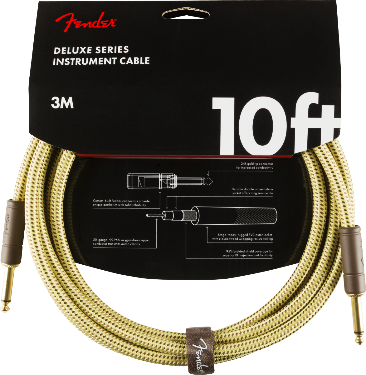 Fender - Deluxe Series Instrument Cable- Straight/Straight- 10'- Tweed