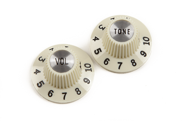 Fender - Pure Vintage 1965 Jazzmaster® "Witch Hat" Knobs, (2), Vintage White