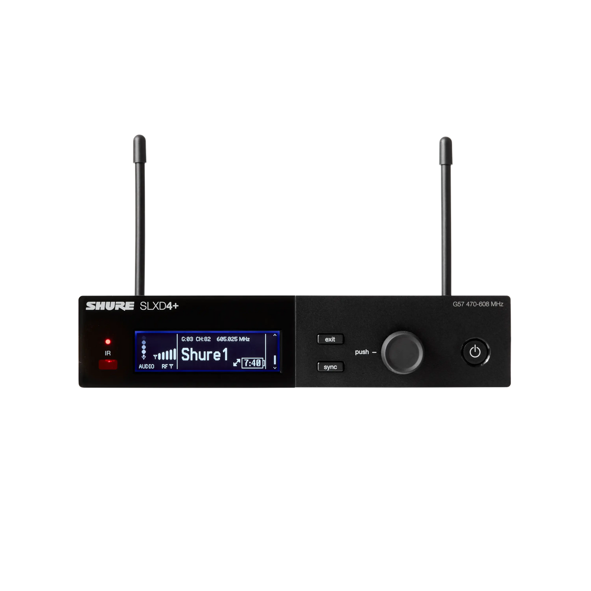 Shure SLXD4+-G57 - Single SLX-D Wireless Receiver with 1/4 Wave Antennas - product view 1