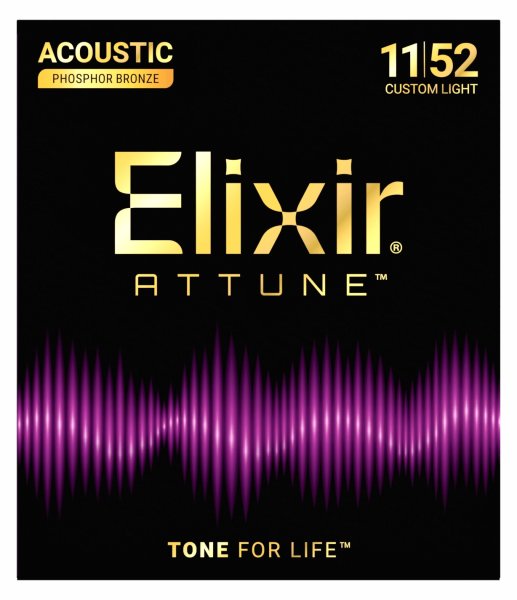 Elixir - Attune Phosphor Bronze Acoustic Guitar Strings Custom Light 11-52