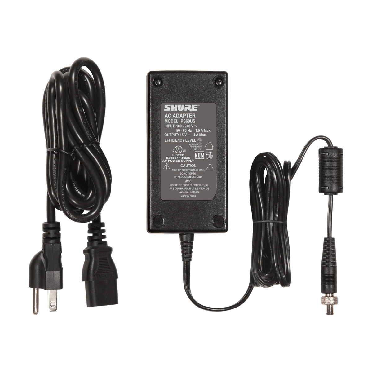 Shure PS60US - 120V In-Line Power Supply for UA844US/MXWNCS - product view 1