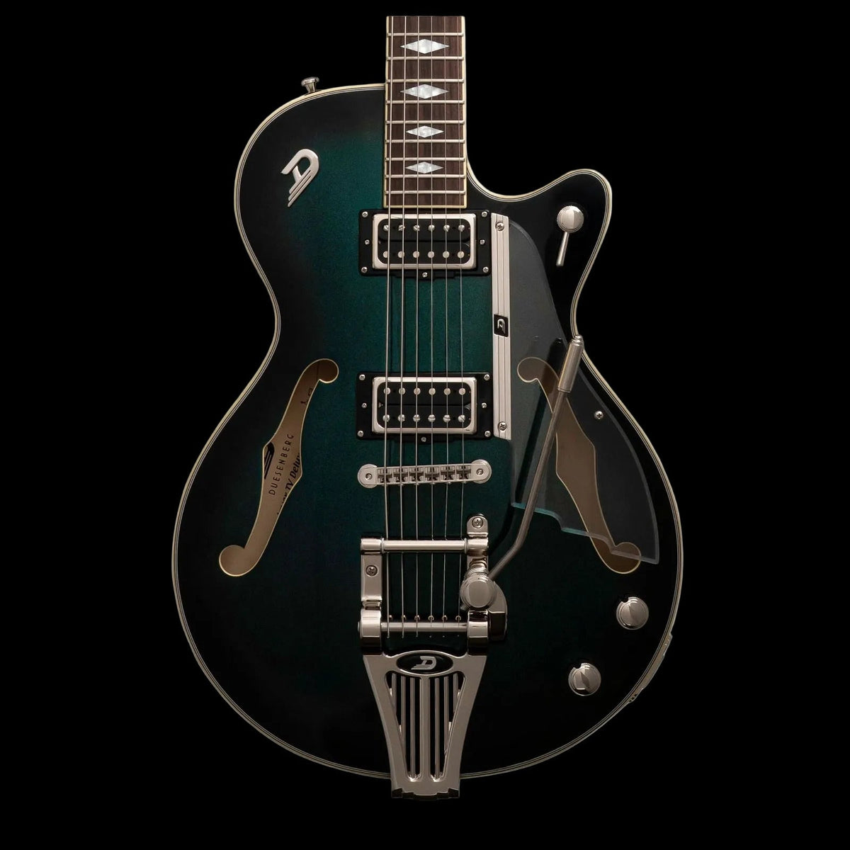 Duesenberg Starplayer TV Deluxe Electric Guitar - Catalina Green Burst – body and pickups detail
