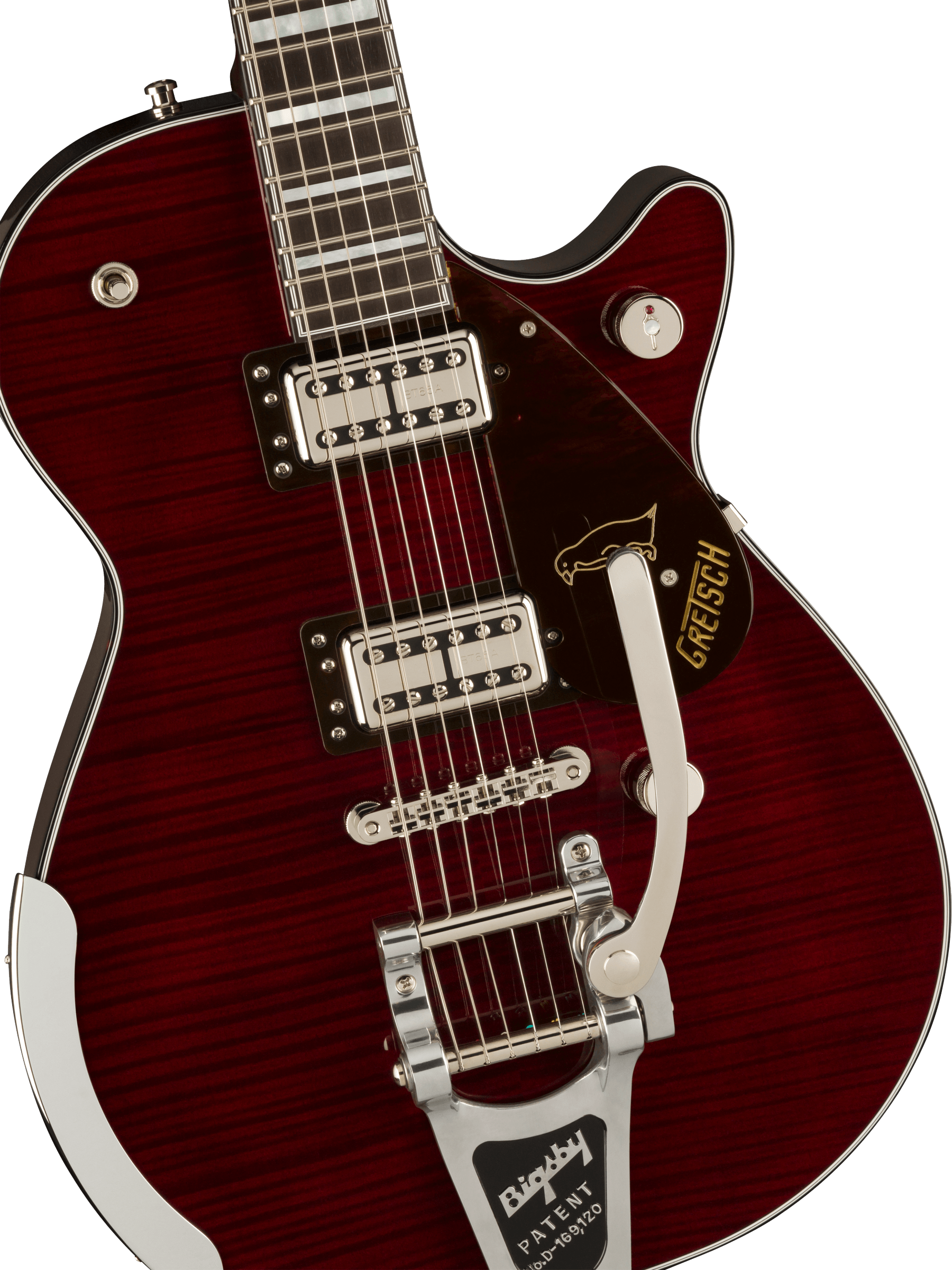 Gretsch G6134TFM-NH Nigel Hendroff Signature Penguin™, Ebony Fingerboard, Dark Cherry Metallic Flame