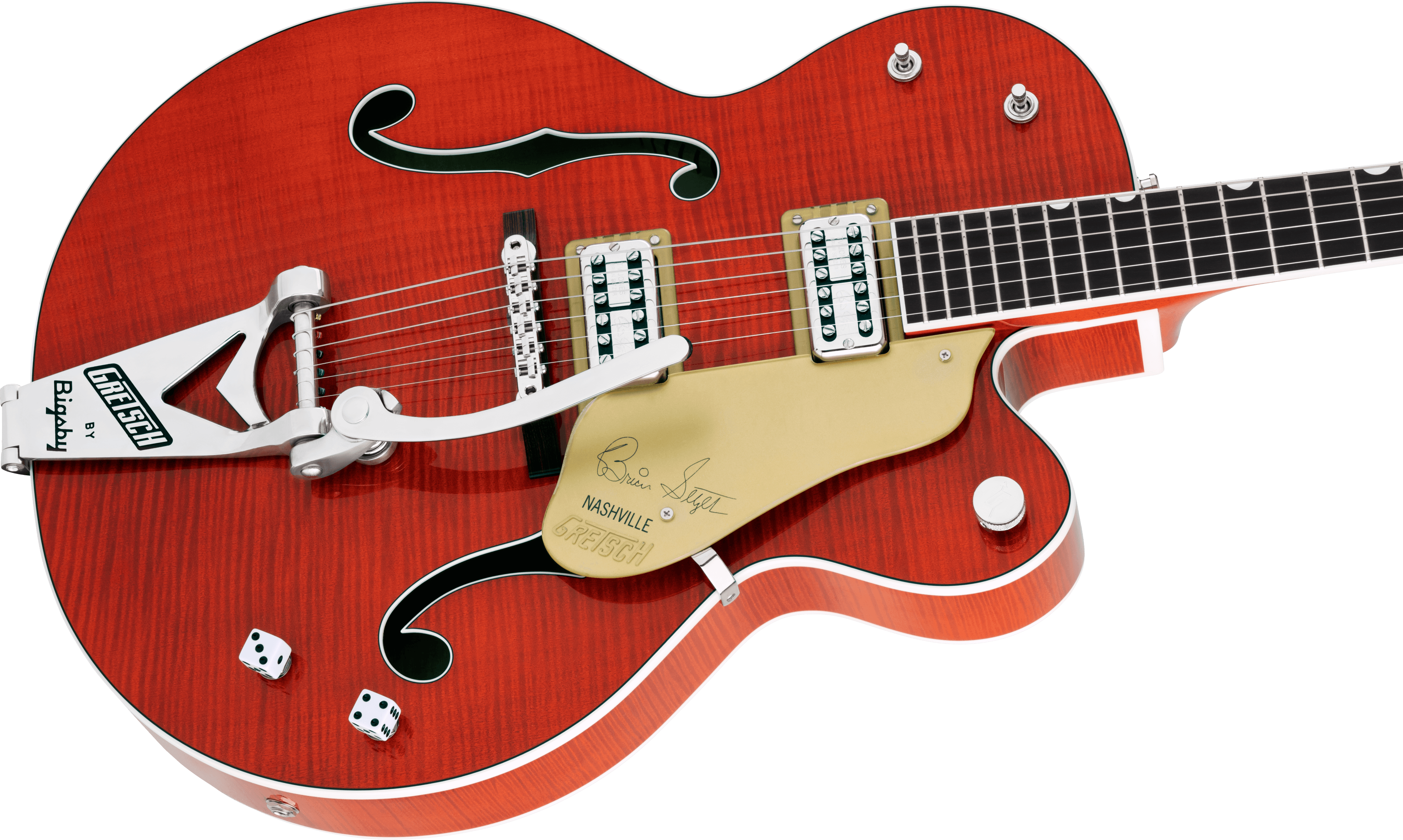 Gretsch G6120TFM-BSNV Brian Setzer Signature Nashville® Hollow Body with Bigsby® and Flame Maple, Ebony Fingerboard, Orange Stain