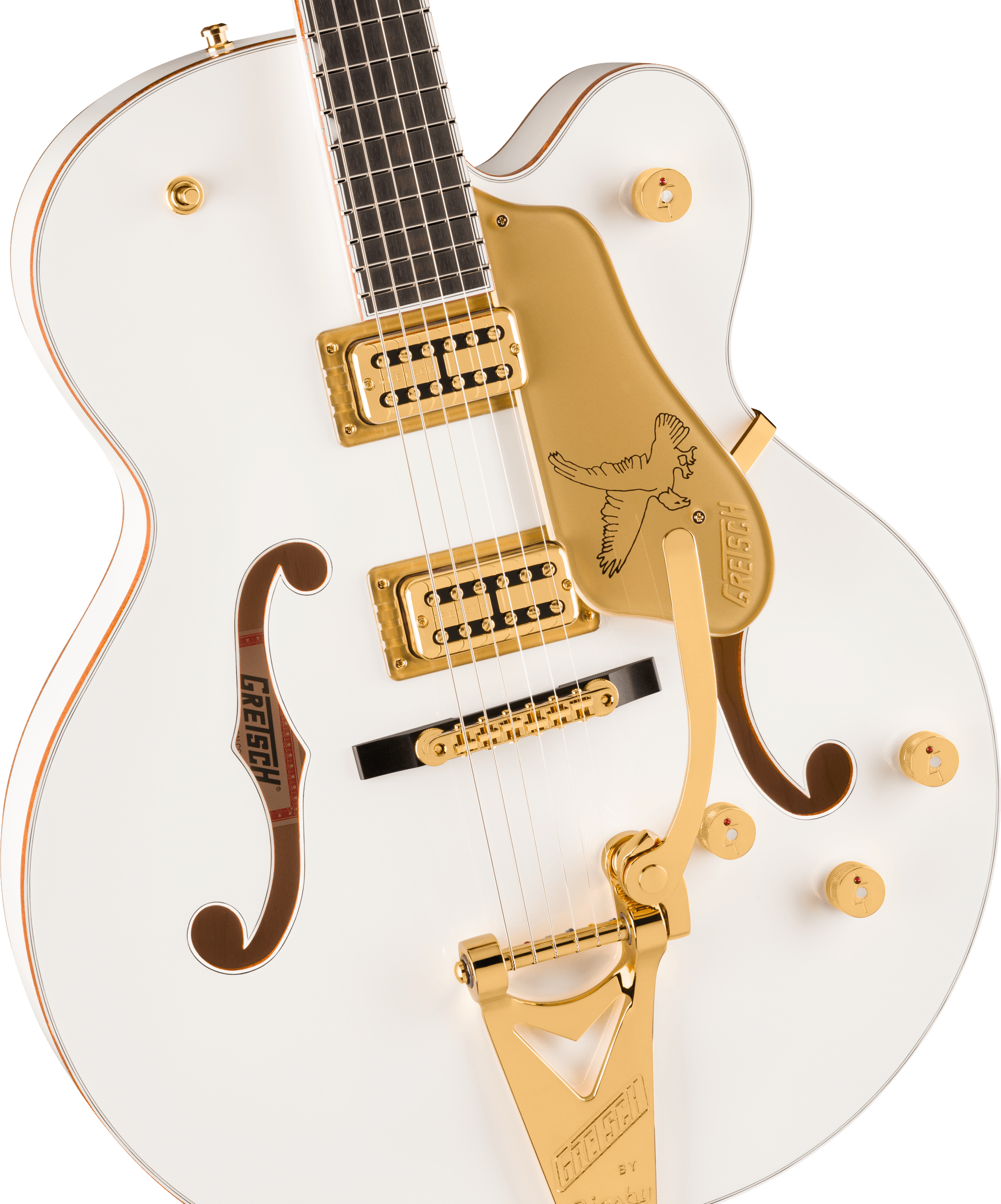 Gretsch Falcon™ Hollow Body with String-Thru Bigsby® and Gold Hardware, Ebony Fingerboard, White
