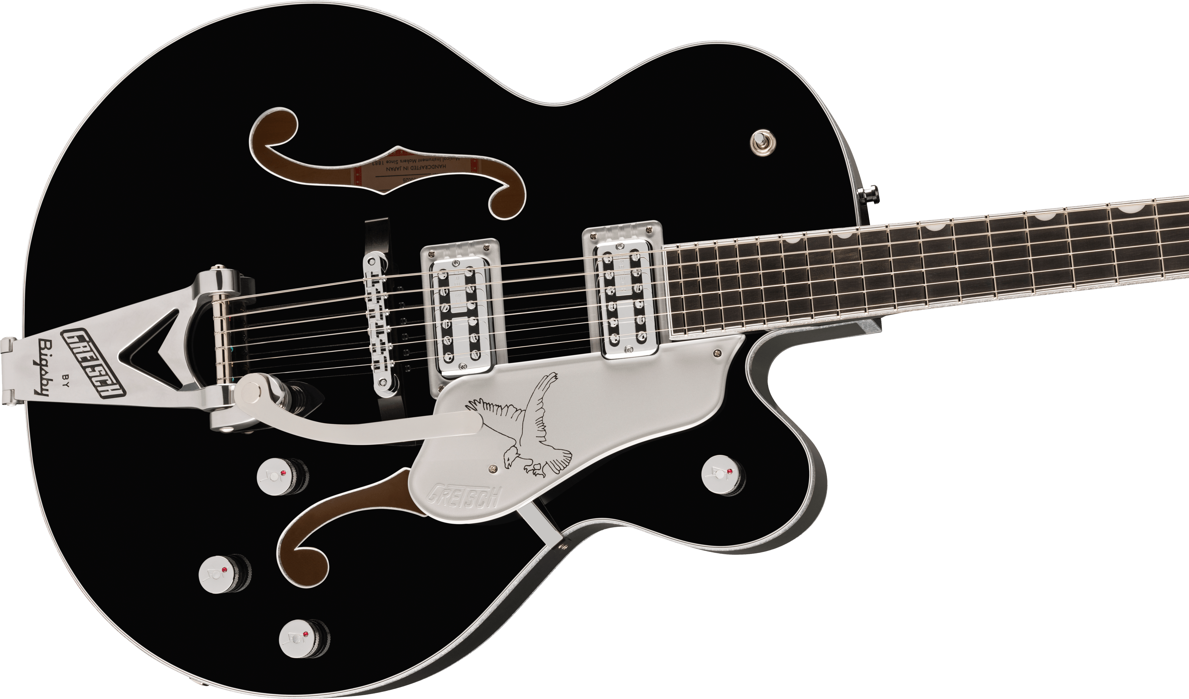 Gretsch Falcon™ Hollow Body with String-Thru Bigsby® and Chrome Hardware, Ebony Fingerboard, Black