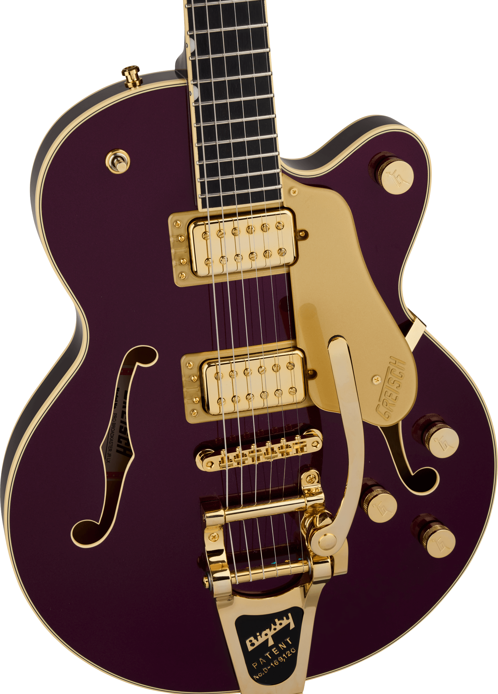 Gretsch Broadkaster® Jr. LX Center Block with String-Thru Bigsby® and Gold Hardware, Ebony Fingerboard, Blackberry