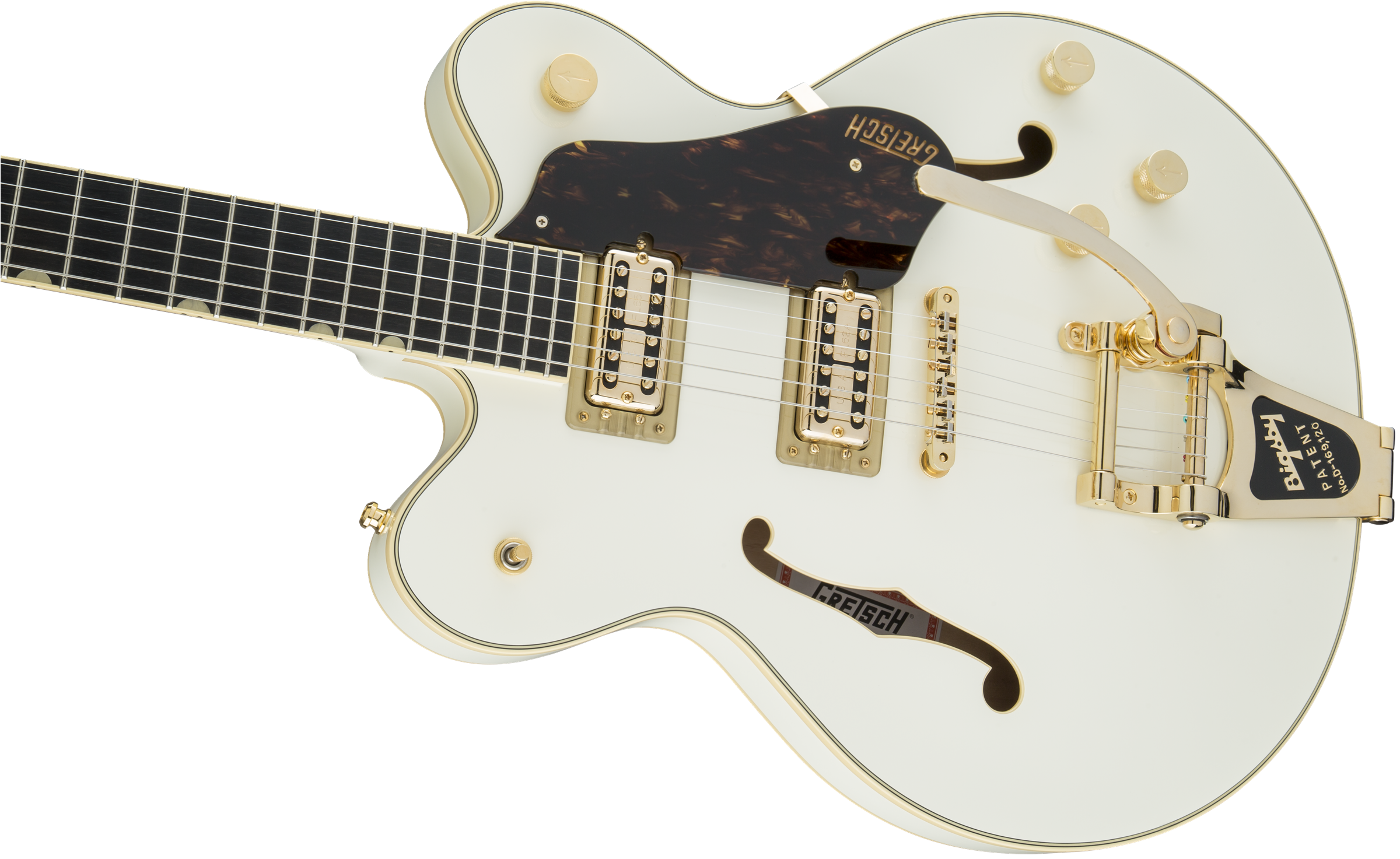 Gretsch G6609TG Players Edition Broadkaster® Center Block Double-Cut with String-Thru Bigsby® and Gold Hardware, USA Full'Tron™ Pickups, Vintage White